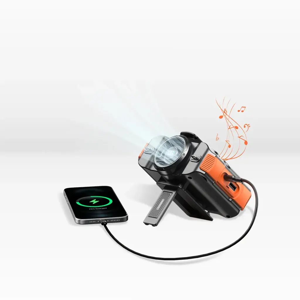 Porodo Lifestyle 8000 mAh Waistfan With Blue Tooth Speaker- Black/Orange