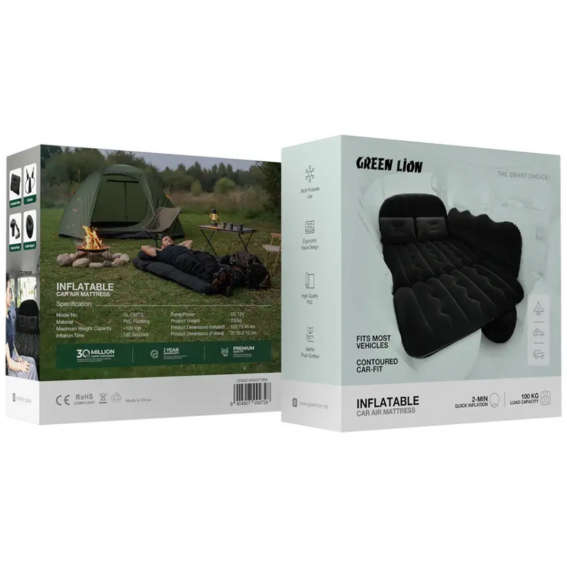 Green Lion Inflatable Car Air Mattress - Black