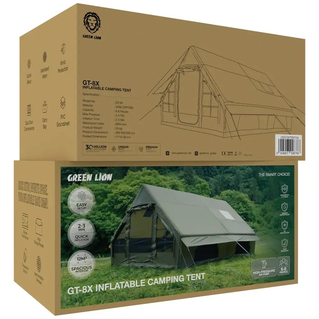 Green Lion GT8X Inflatable Camping Tent - Green