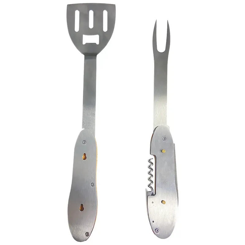 Green Lion Multifunction 5 in 1 BBQ Tool Set - Wood