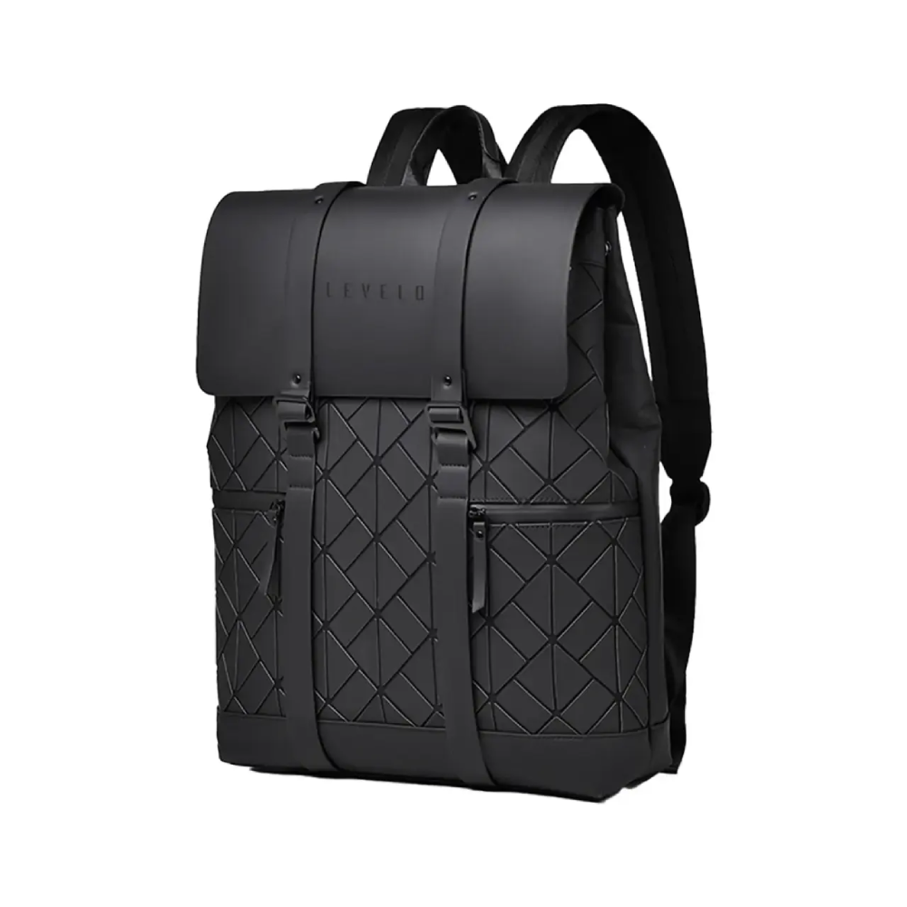 Levelo Caen PU Travel BackPack - BLACK  LVLCAENTBBK