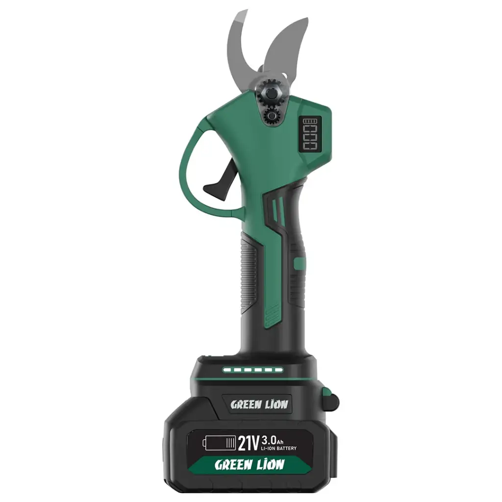 Green Lion GSH-400 Electric Pruning Shears Tool - 2*21V Cordless 3.0Ah Battery-Green