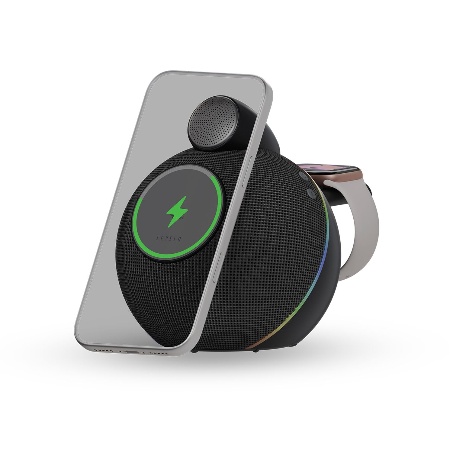 Levelo Aira Qi2.2 25W Wireless Charger With BuiltIn BT 10W Speaker - Black