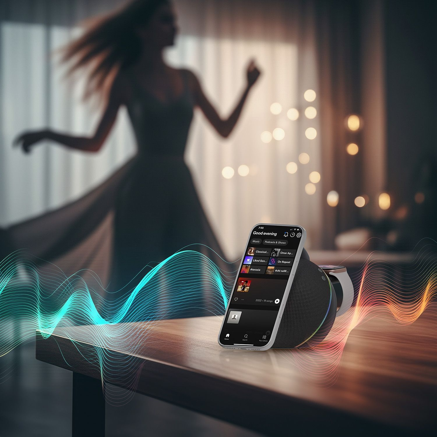 Levelo Aira Qi2.2 25W Wireless Charger With BuiltIn BT 10W Speaker - Black