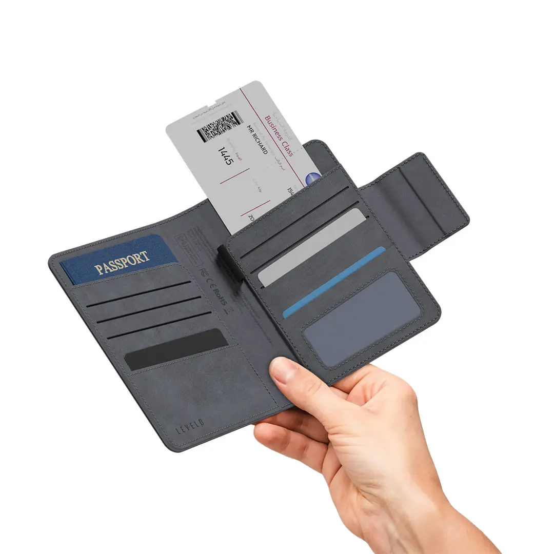 Levelo Harbor Passport Holder with Findmy tracker - Grey