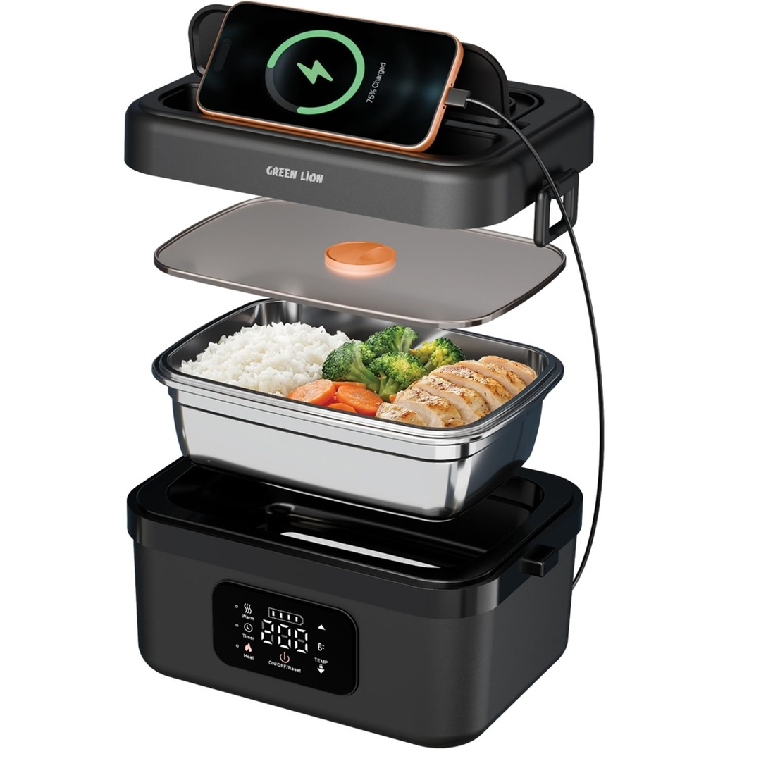 Green Lion Portable Lunch Box 1L Rechargeable 8000mAh - Black