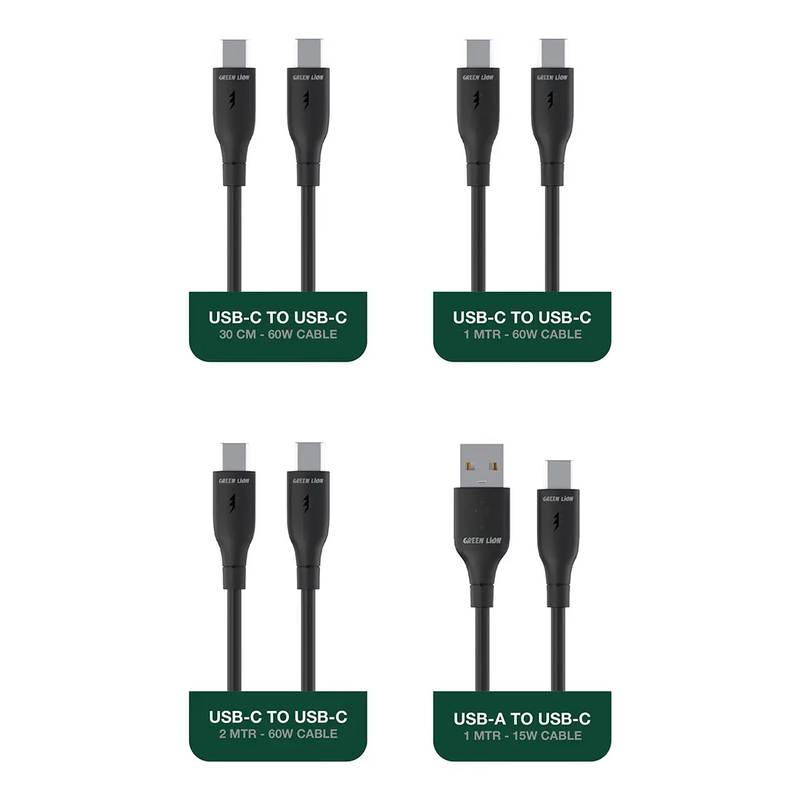 Green Lion 4 IN1 Cable Combo All-In-One Cable Kit - Black