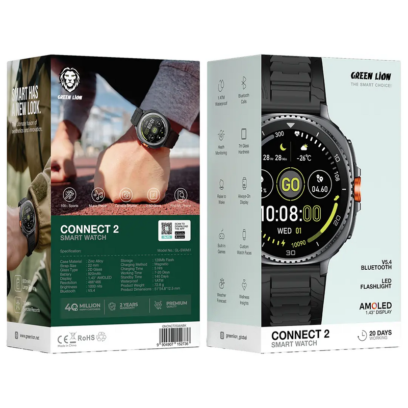 Green Lion CONNECT 2 Smart Watch 1.43'' AMOLED Display