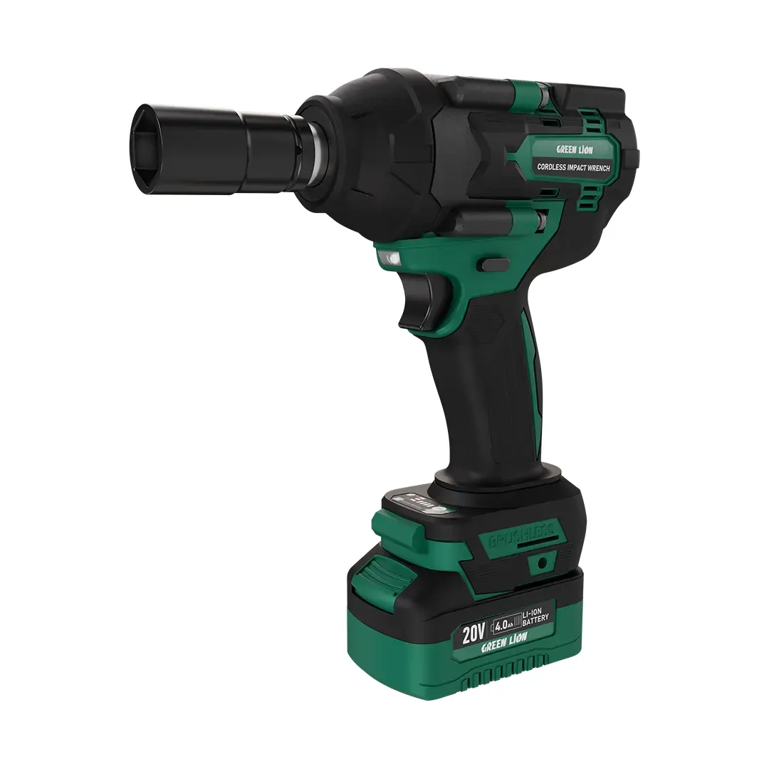 Green Lion GIW-200 Cordless Impact Wrench with Torque 20V 2*4.0Ah Battery - Green