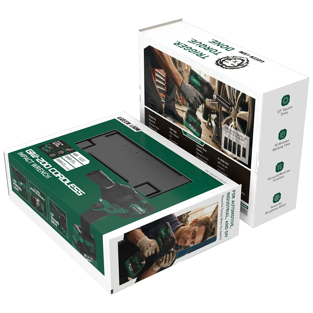 Green Lion GIW-200 Cordless Impact Wrench with Torque 20V 2*4.0Ah Battery - Green