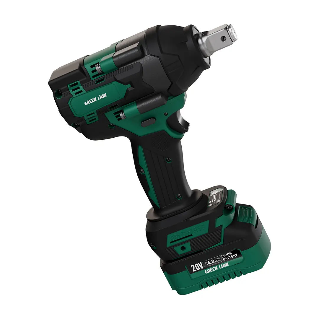 Green Lion GIW-200 Cordless Impact Wrench with Torque 20V 2*4.0Ah Battery - Green