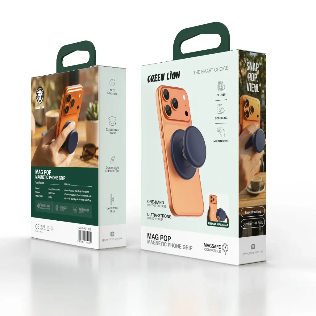 Green Lion Mag Pop Magnetic Phone Grip - Silver