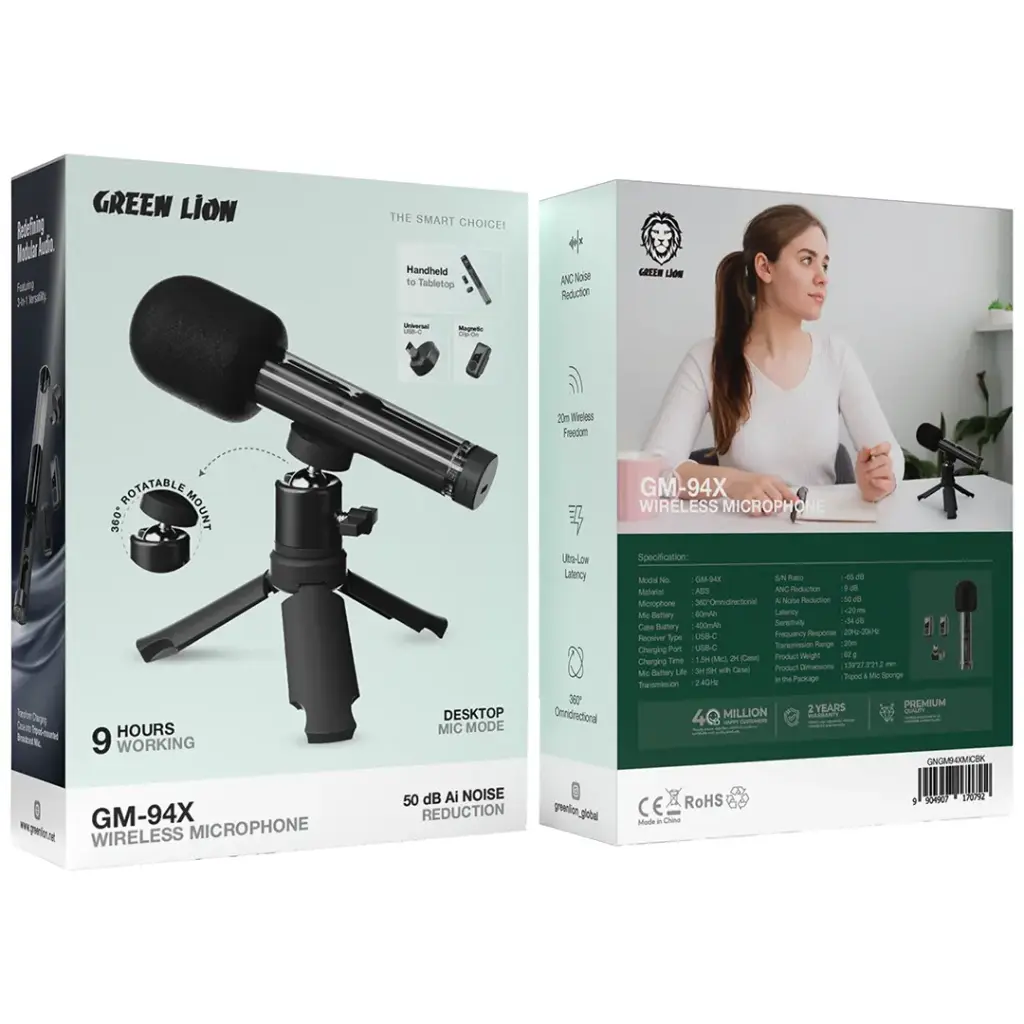 Green Lion GM-94X Wireless Microphone - Black