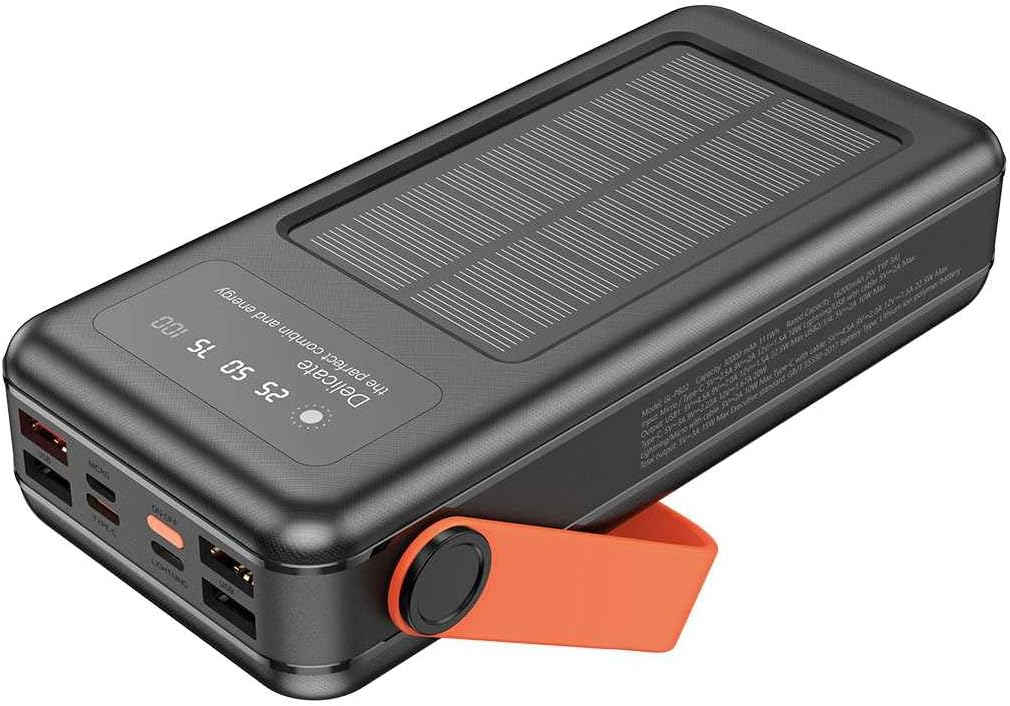 Green Lion Solar 5-Panel 30000mAh Power Bank PD 20W - Black