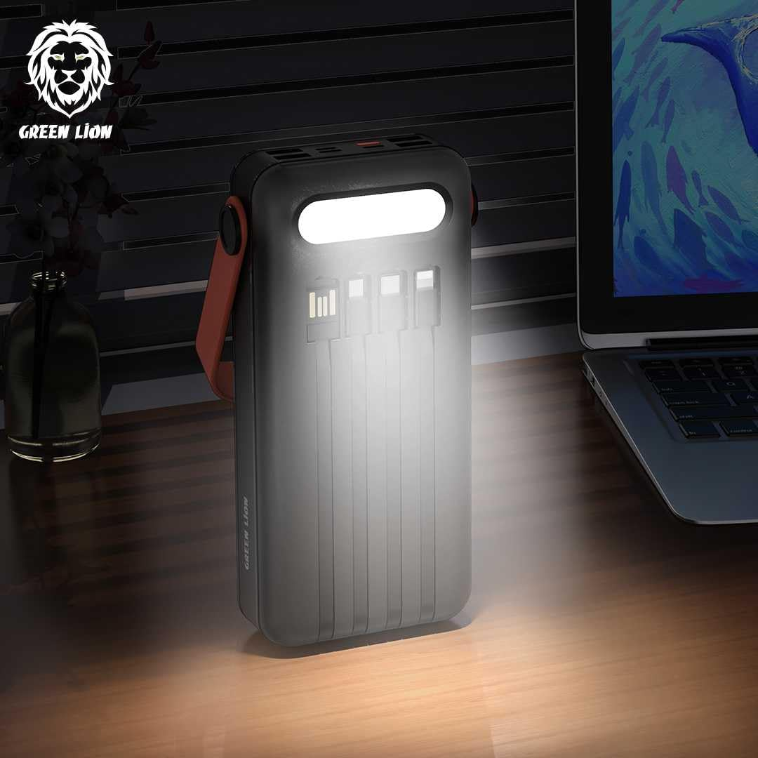 Green Lion Solar 5-Panel 30000mAh Power Bank PD 20W - Black