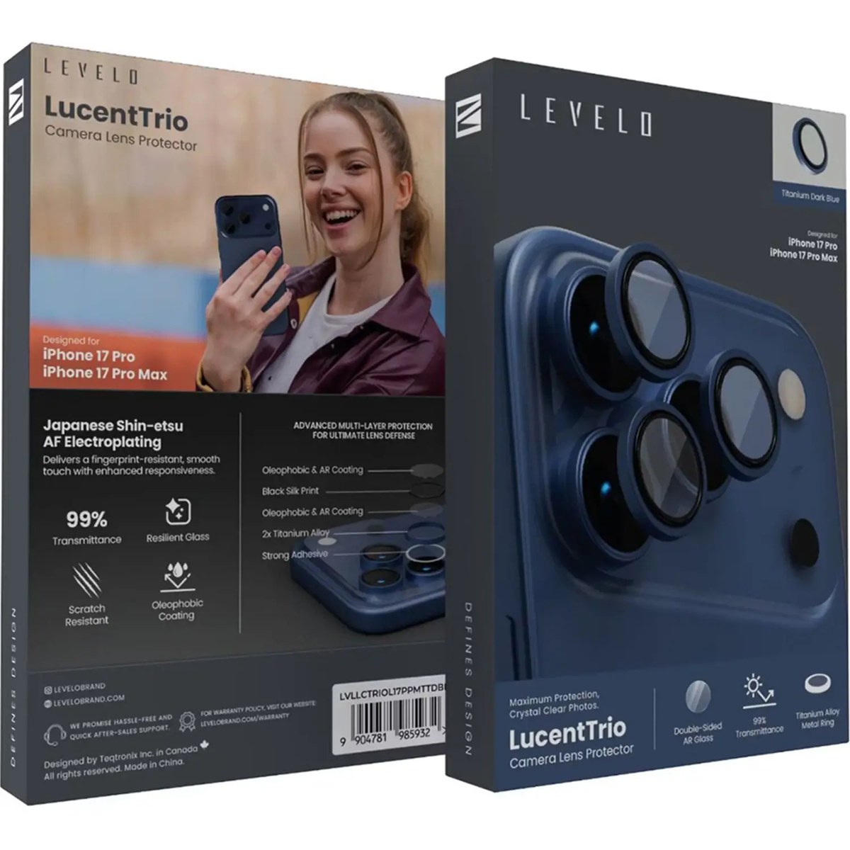 Levelo Lucenttrio Lens Protector With 99% Transmittance For Iphone 18 Pro/Pro Max - Light Blue