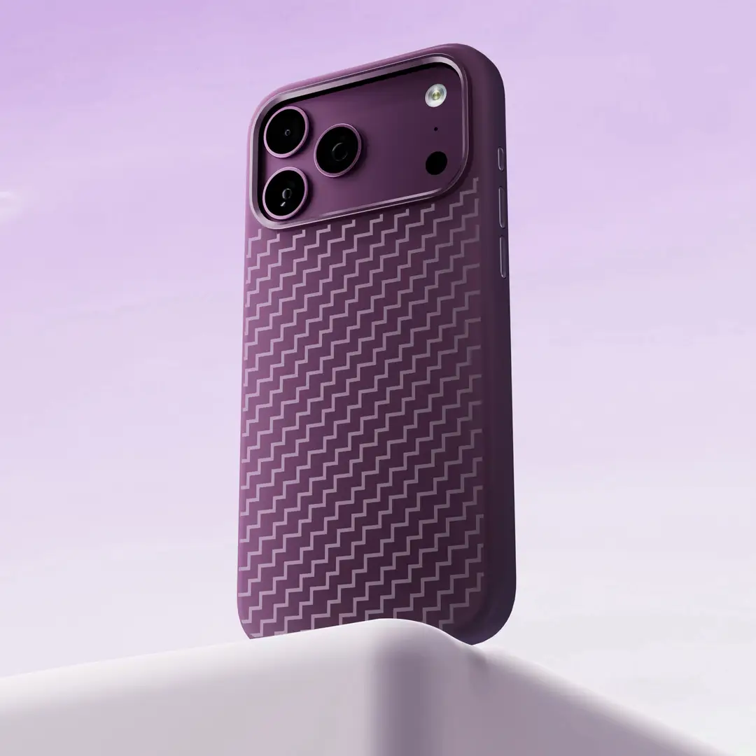 Levelo Fiora MagSafe Liquid Silicone Case With Pattern For iPhone 18 Pro Max - Burg