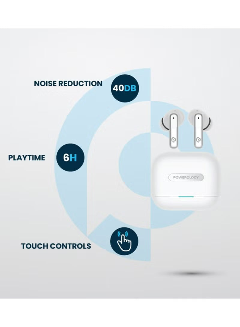 Powerology سماعة أذن Hybrid ANC+ENC 6Mic