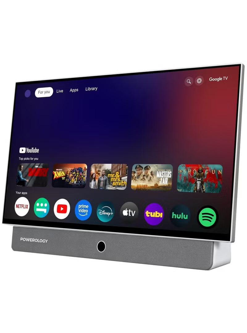 Powerology 27" Android 14 1GB+8GB 38400mAh Google TV for Outdoors with Carry Case - Whit