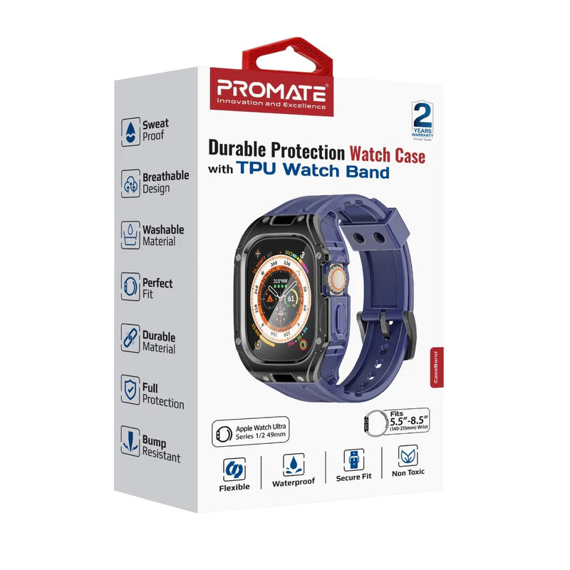 PROMATE CaseBand.Black غطاء وسوار سيليكون لساعة Apple Watch Ultra