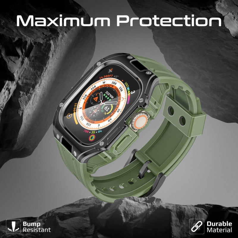 PROMATE CaseBand.Black غطاء وسوار سيليكون لساعة Apple Watch Ultra
