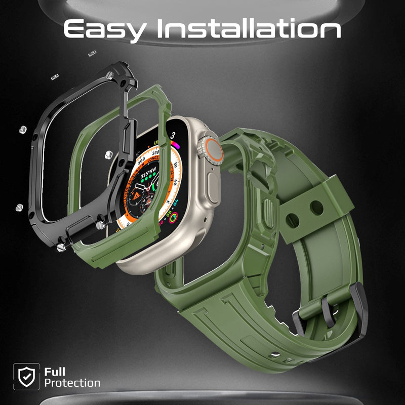 PROMATE CaseBand.Black غطاء وسوار سيليكون لساعة Apple Watch Ultra