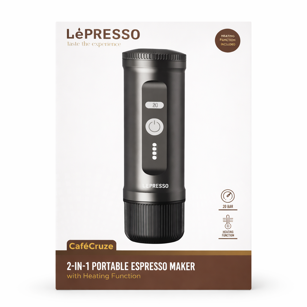 ماكينة إسبرسو محمولة 2-في-1 مع تسخين ذاتي وضغط 20 بار