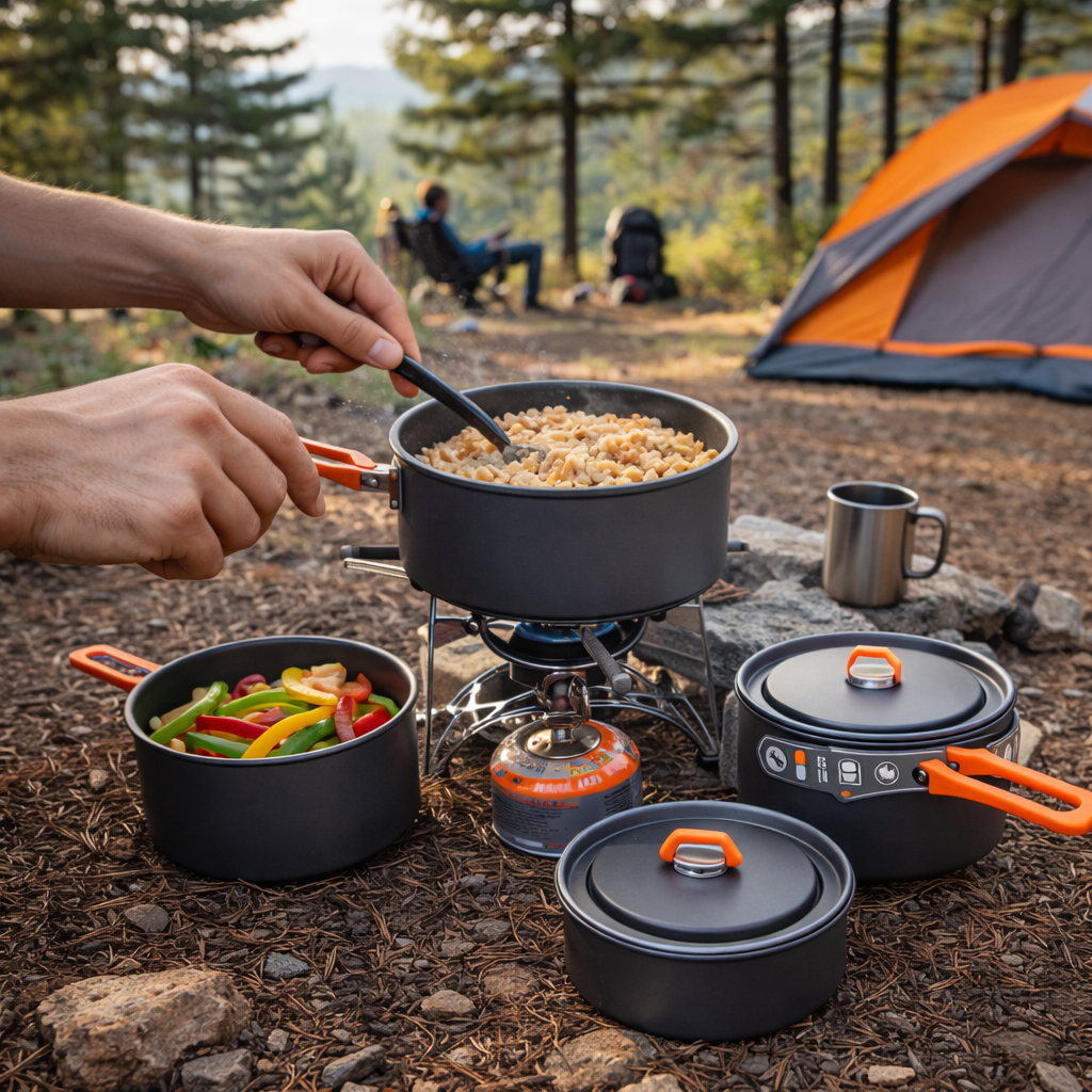 GSI Outdoors Portable Foldable Camping Cookware Set – 4 Piece