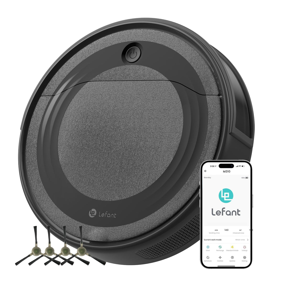 مكنسة روبوت وممسحة Lefant M310 Ultra بقوة شفط 6000Pa مع تحكم WiFi/تطبيق/Alexa ومدة تشغيل 170 دقيقة