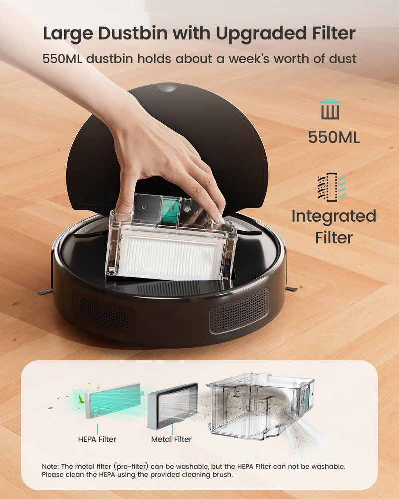 مكنسة روبوت وممسحة Lefant M310 Ultra بقوة شفط 6000Pa مع تحكم WiFi/تطبيق/Alexa ومدة تشغيل 170 دقيقة-3