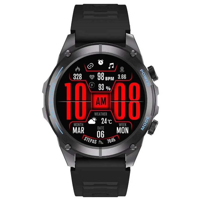 Powerology Titan Rugged Sports Smart Watch 1.43" AMOLED Display with GPS, Bluetooth Calling & 3ATM Waterproof – Black