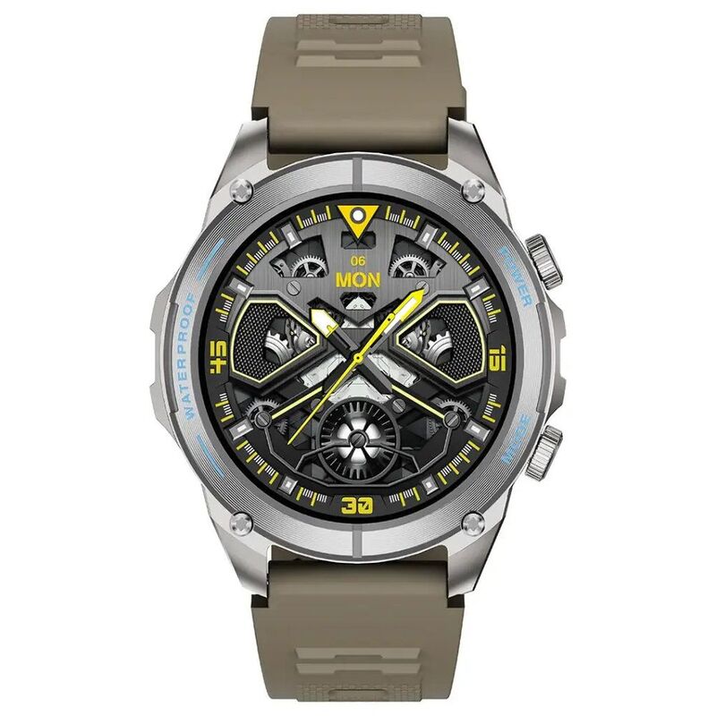 Powerology Titan Rugged GPS Smart Watch 1.43" AMOLED Display with Bluetooth Calling & Compass – Khaki