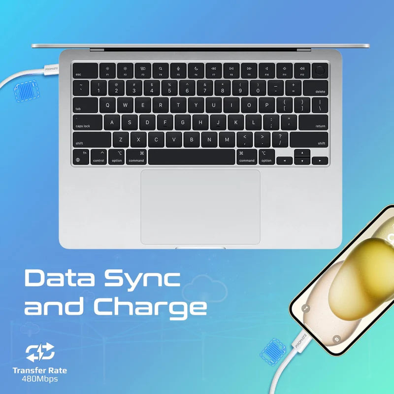 كابل PROMATE EcoLine-Ci120 27W PD USB-C إلى Lightning بطول 120 سم