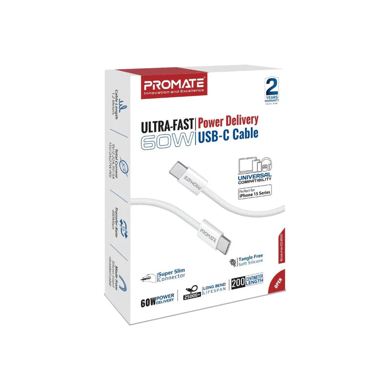 كابل PROMATE EcoLine-Ci120 27W PD USB-C إلى Lightning بطول 120 سم