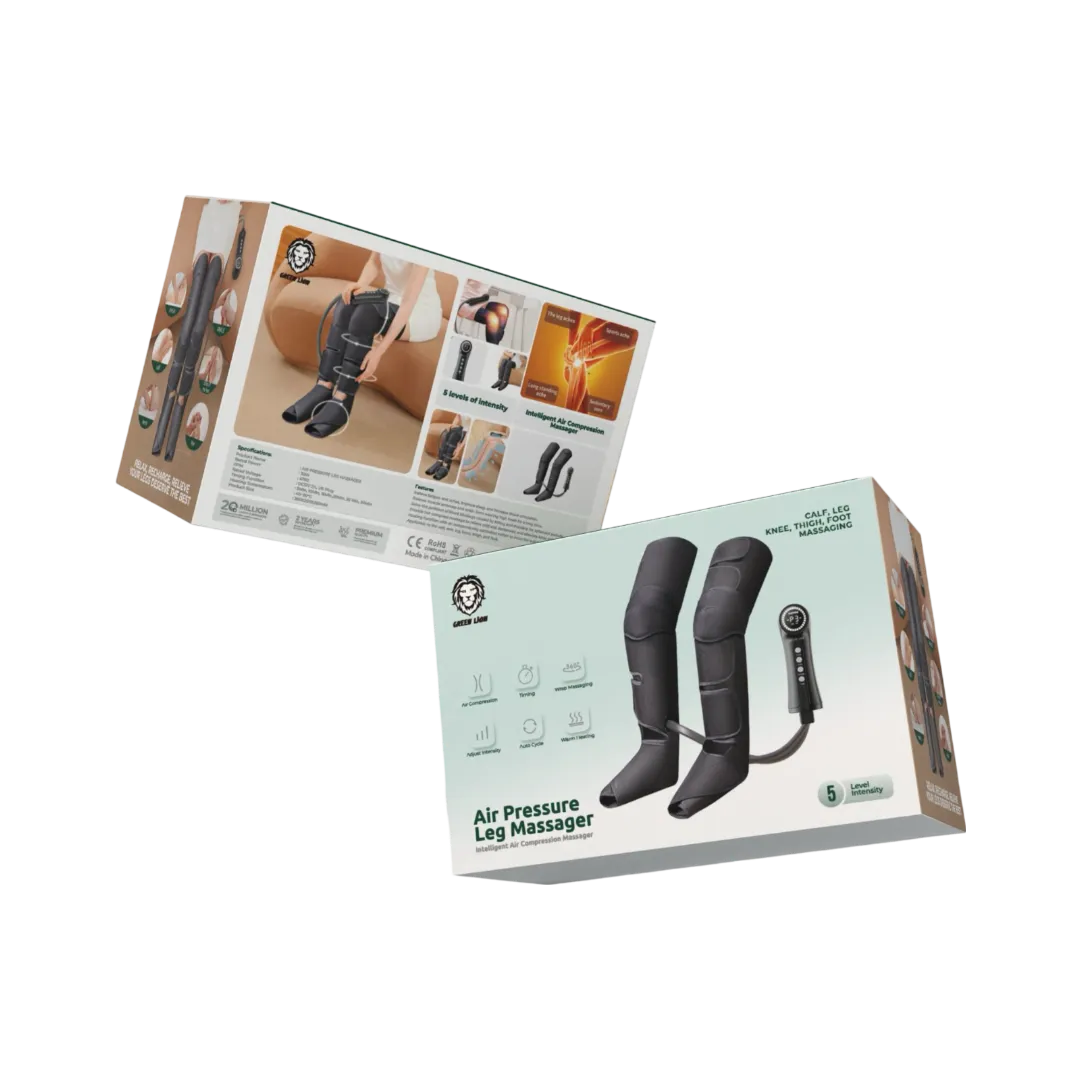 Green Lion Air Pressure Leg Massager – Intelligent Compression Therapy Massager – Black