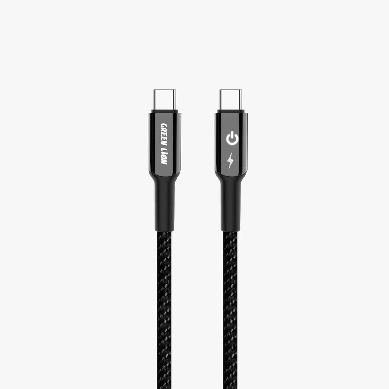 Green Lion USB-C to USB-C Braided Cable 60W Fast Charging 1M with LED Indicator – Black-1