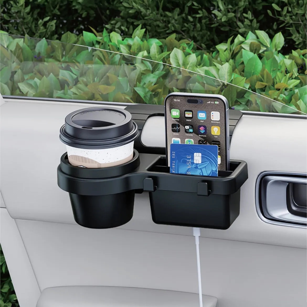 Green Lion Car Window Organizer Multi-Function Cup Holder & Storage Box – Black