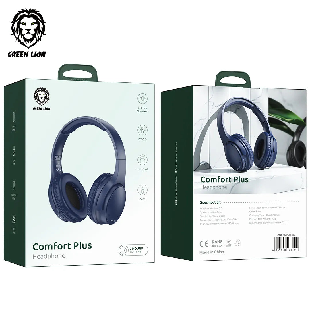 سماعات Green Lion Comfort Plus اللاسلكية Bluetooth 5.3 بتصميم قابل للطي – ألوان متعددة