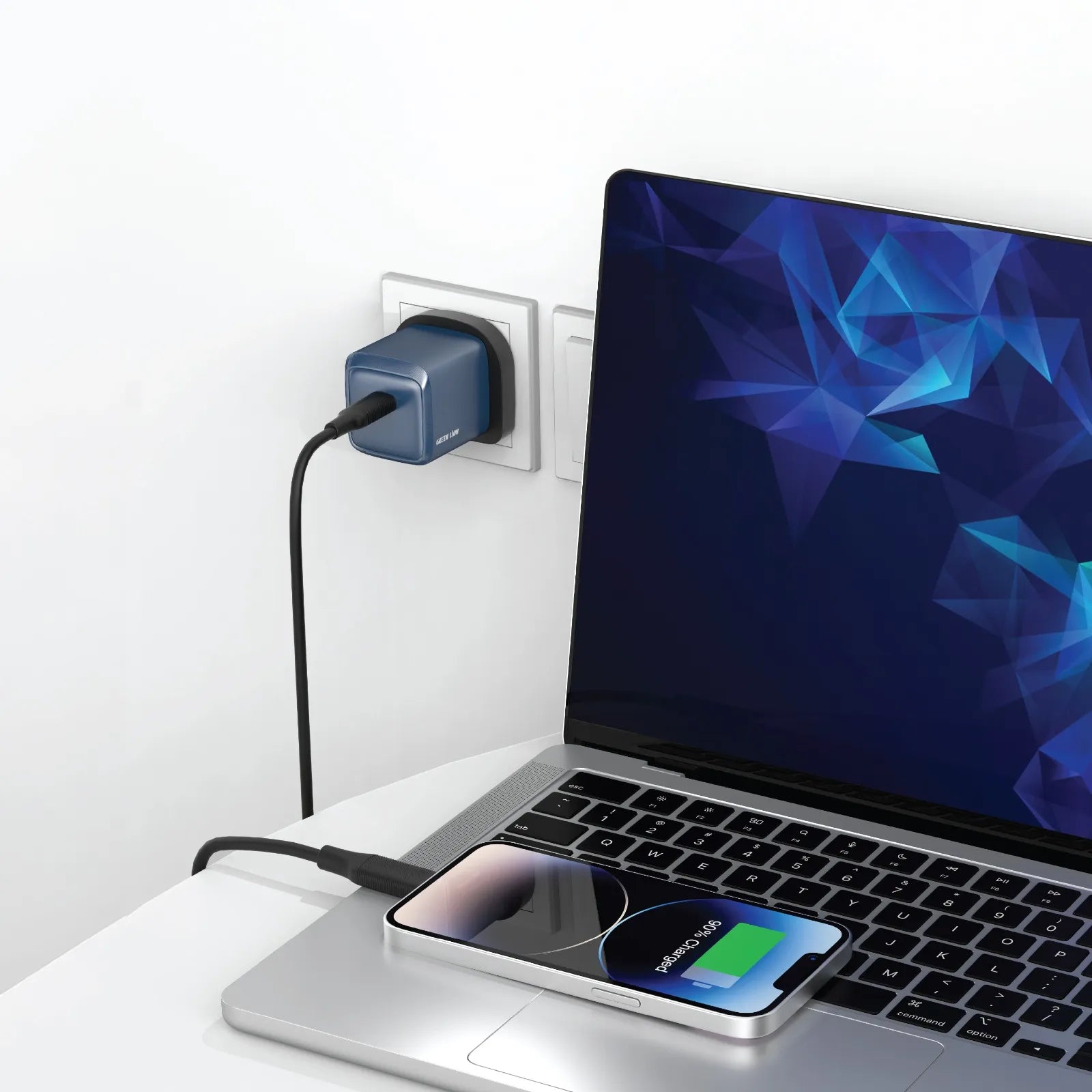 Green Lion G-Charge Series 45W PD USB-C Wall Charger UK Plug – Orange / Deep Blue