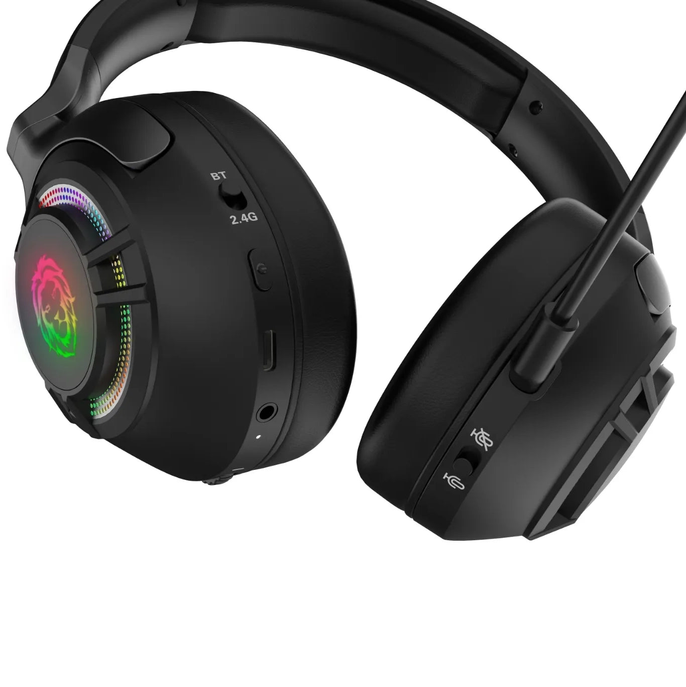 سماعة Green Lion Shadow RGB اللاسلكية للألعاب مع ANC ومايك قابل للفصل – أسود