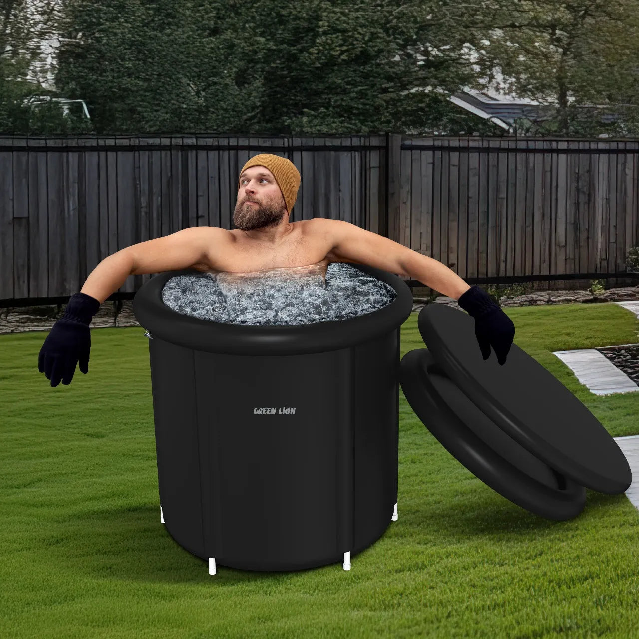 حوض الثلج Green Lion Ice Bath Tub بسعة 350 لتر للعلاج البارد والاستشفاء العضلي – أسود