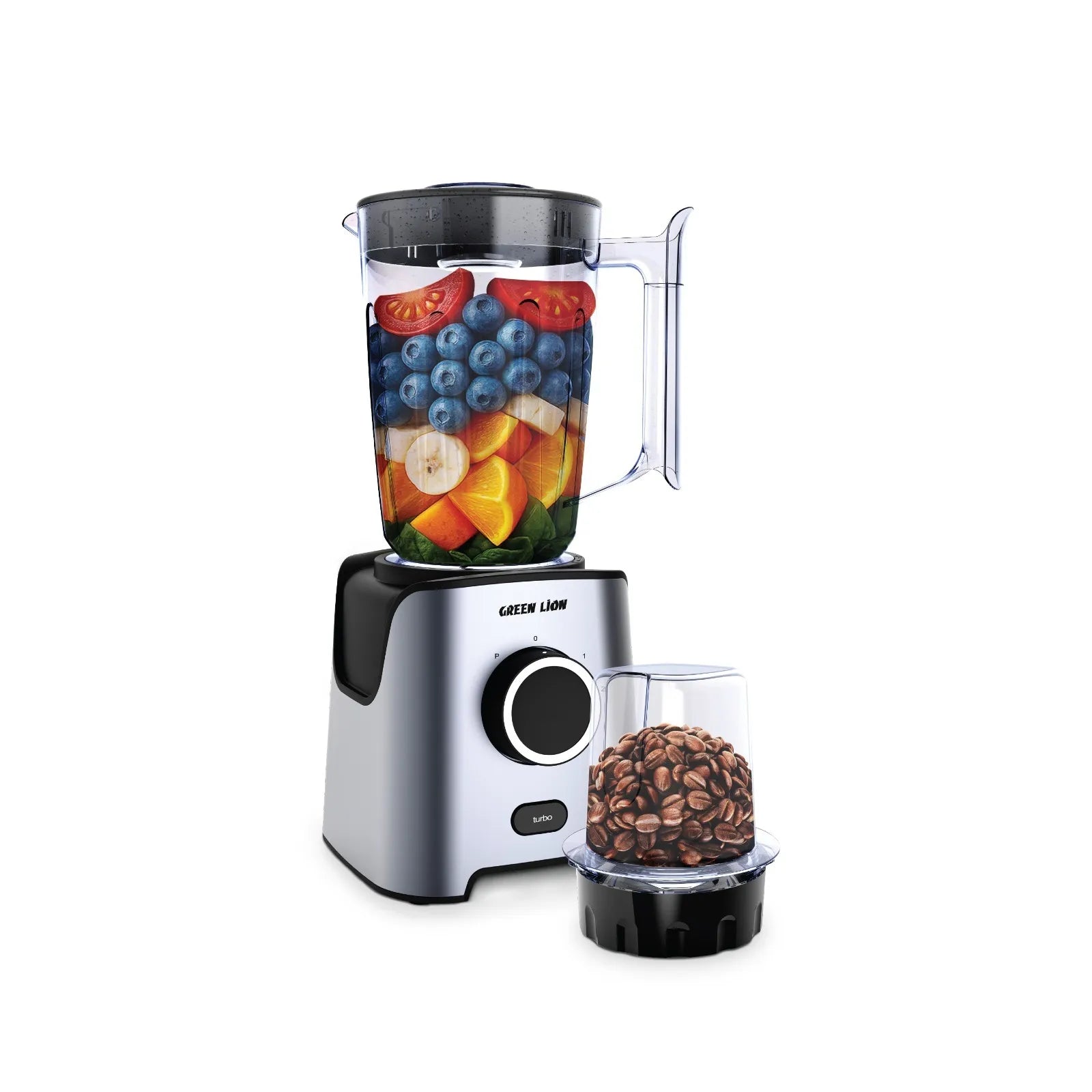Green Lion Jet Blend Pro Juice Blender 650W with Grinder & 1.8L PC Jar – Gray