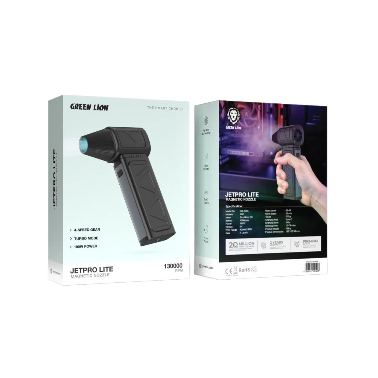 Green Lion JetPro Lite Magnetic Nozzle Air Duster 180W 130000RPM – Black