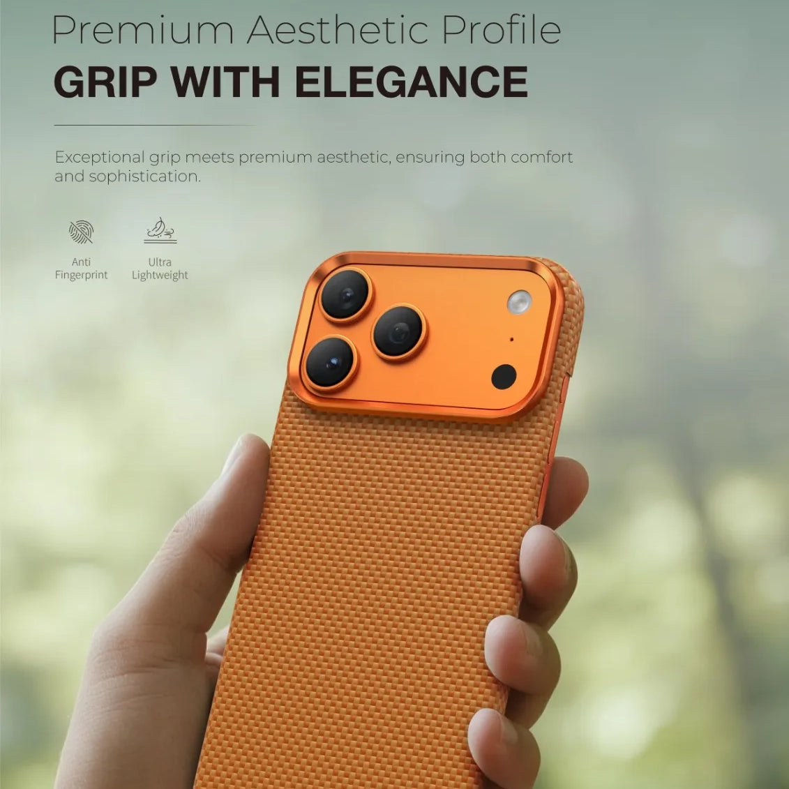 كفر Green Lion Kevlar Armor MagSafe لهاتف iPhone 17 Pro Max – برتقالي