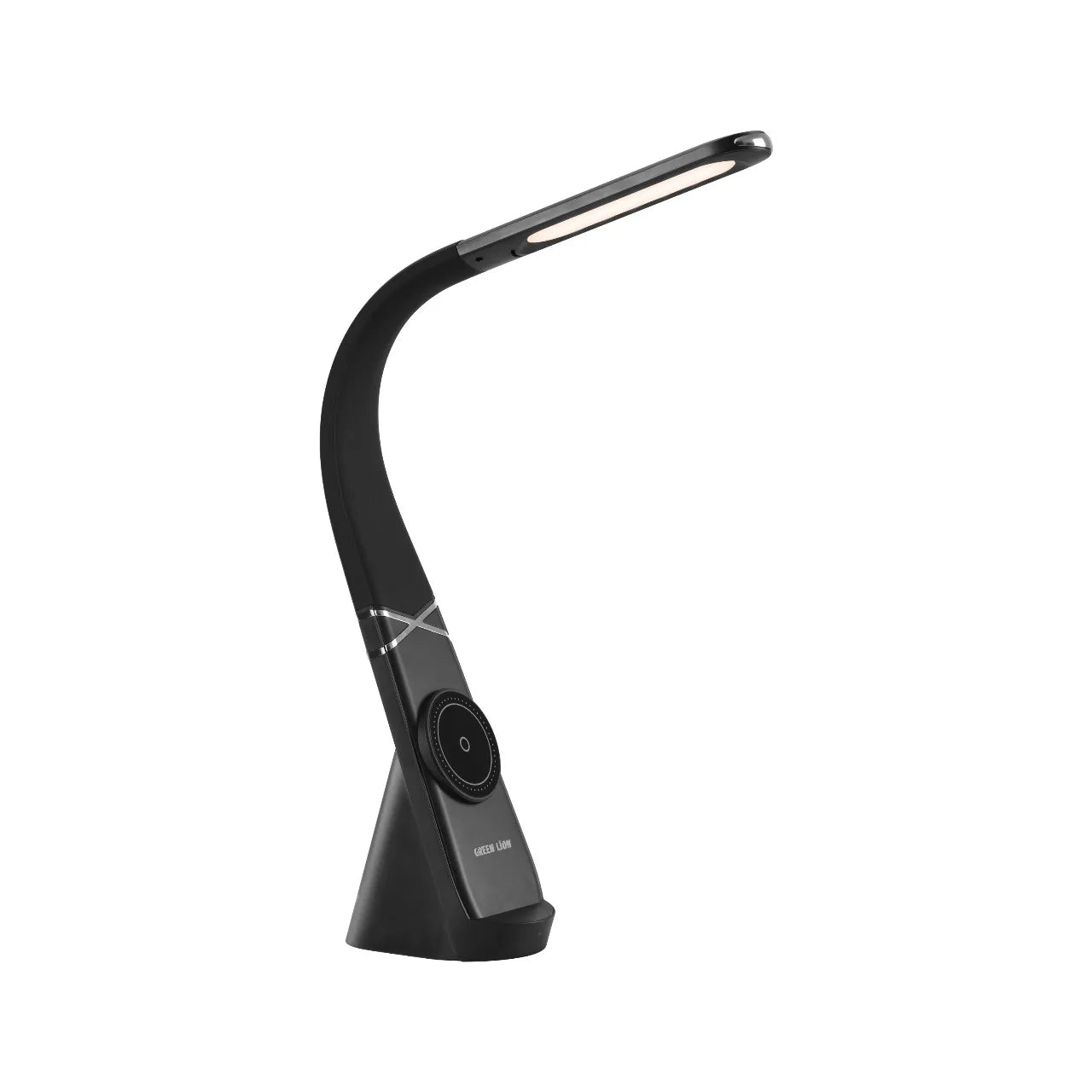 Green Lion Mag LED Desk Lamp with Wireless Charging & Flexible Gooseneck – Black