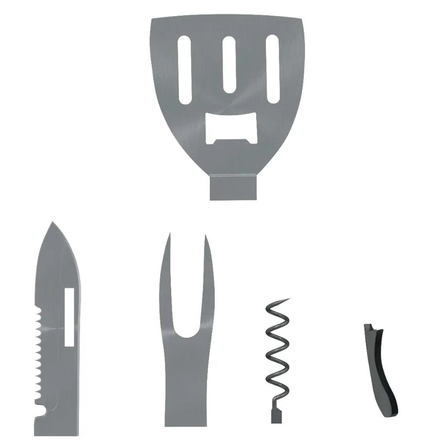 عدة Green Lion Multifunction BBQ Tool Set للشواء 5 في 1 قابلة للطي – خشبي