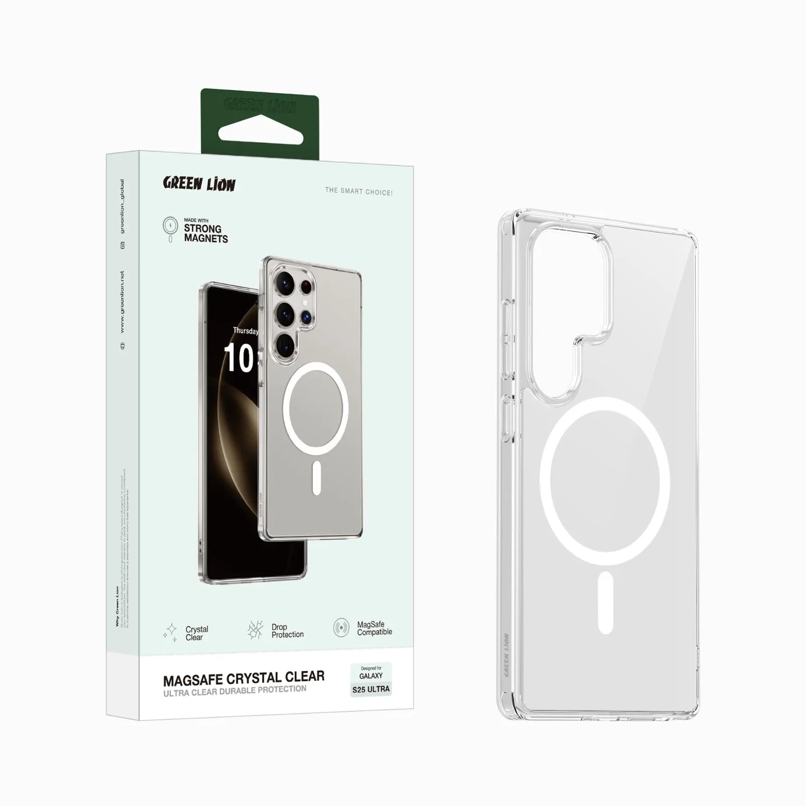 كفر Green Lion MagSafe شفاف كريستال لهاتف Samsung Galaxy S25 Ultra – شفاف
