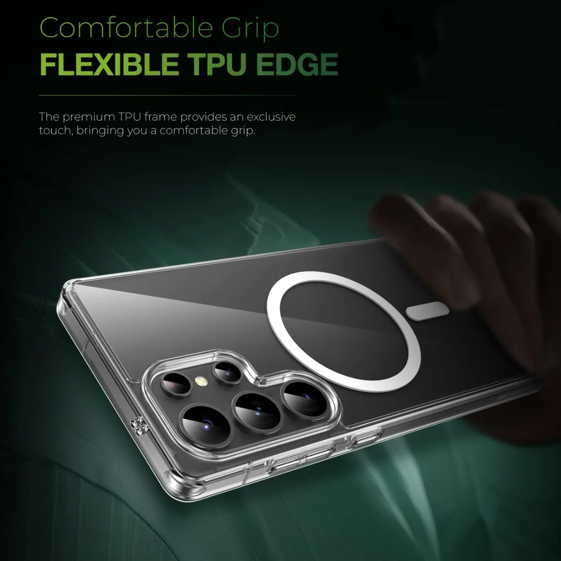 كفر Green Lion MagSafe شفاف كريستال لهاتف Samsung Galaxy S25 Ultra – شفاف