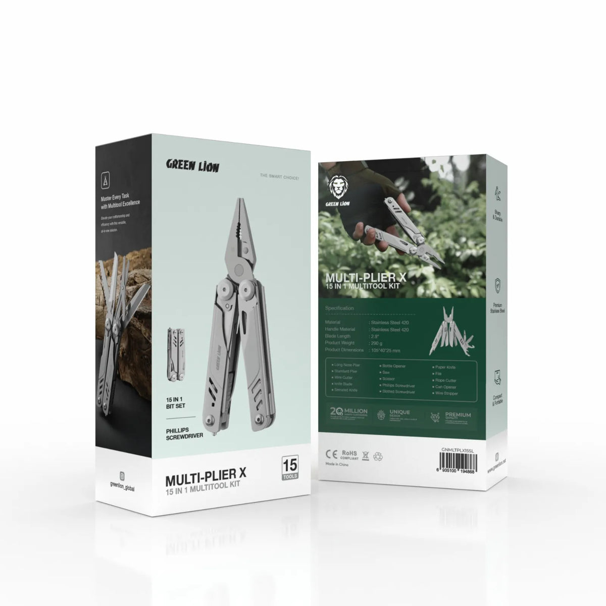 عدة Green Lion Multi-Plier X متعددة الاستخدامات 15 في 1 ستانلس ستيل – فضي-3