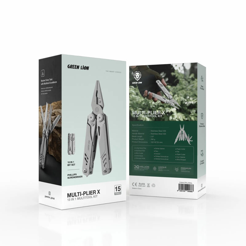 عدة Green Lion Multi-Plier X متعددة الاستخدامات 15 في 1 ستانلس ستيل – فضي-3